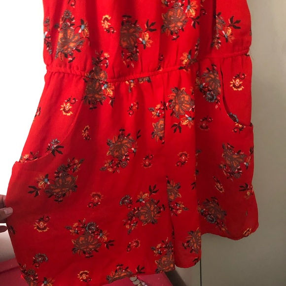 Lily star plus size halter red floral romper 2X - Picture 3 of 4